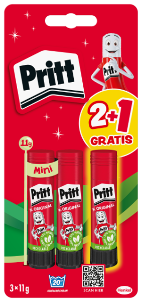 Pritt Klebestift 11g - Das Original 2 + 1